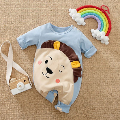Cute Baby Boy Lion Character 100% Cotton Full Sleeve Romper