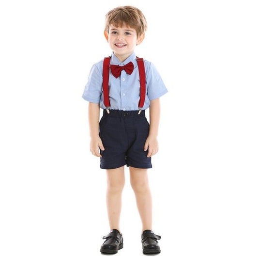 Baby Boy Formal Party Wear Suit With Bow Tie & Suspender