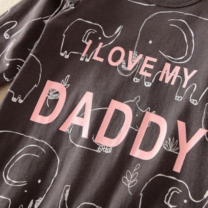 Baby Cute I LOVE MY DADDY Printed Jungle Theme Full Sleeve Romper
