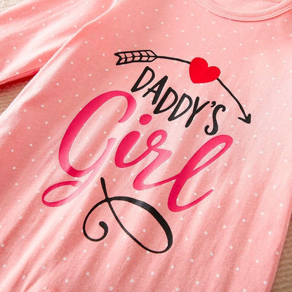 Baby Girl Soft & Cute Daddy's Girl Printed Summer Autumn Pink Jumpsuit
